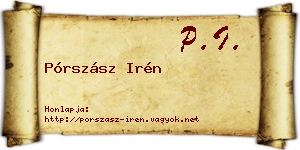 Pórszász Irén névjegykártya
